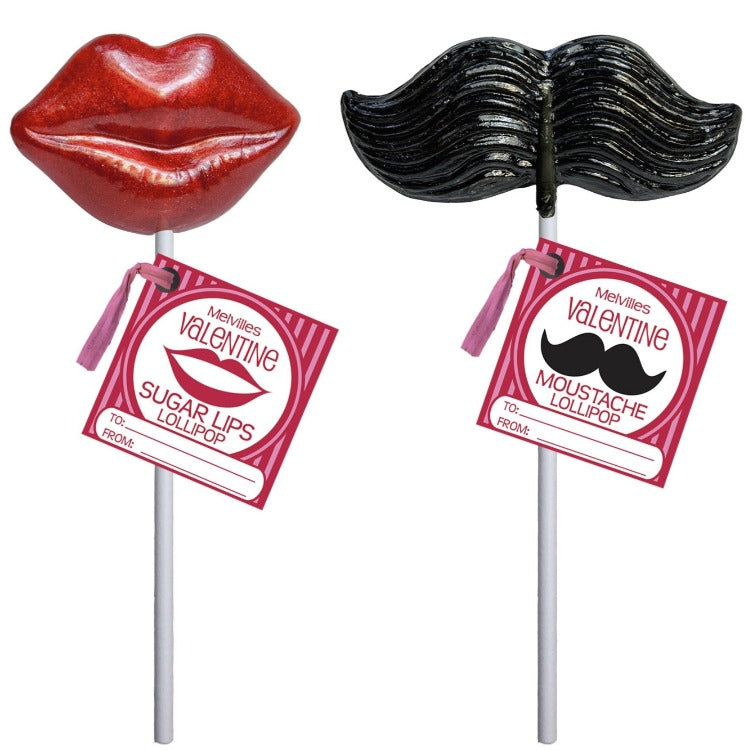 mustache & lips lollipops (set of one each)