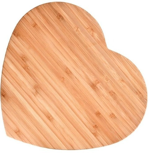 large heart-shaped bamboo board, 12 1/2 x 11 1/2