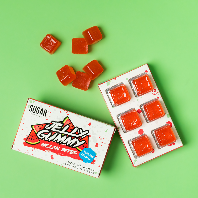 jelly gummy melon bites - delta-8 thc gummies (adult-only cbd confection)