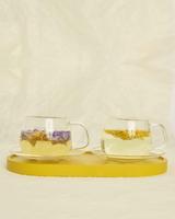 Load image into Gallery viewer, the qi - glass cups + saucers (set of 2)
